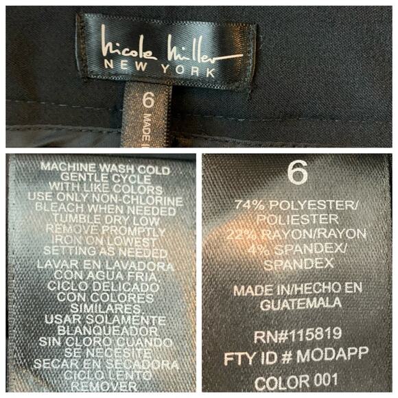 Nicole Miller New Black Career Pants Flat Front Classic Trousers Women's Size 6 - Picture 9 of 11